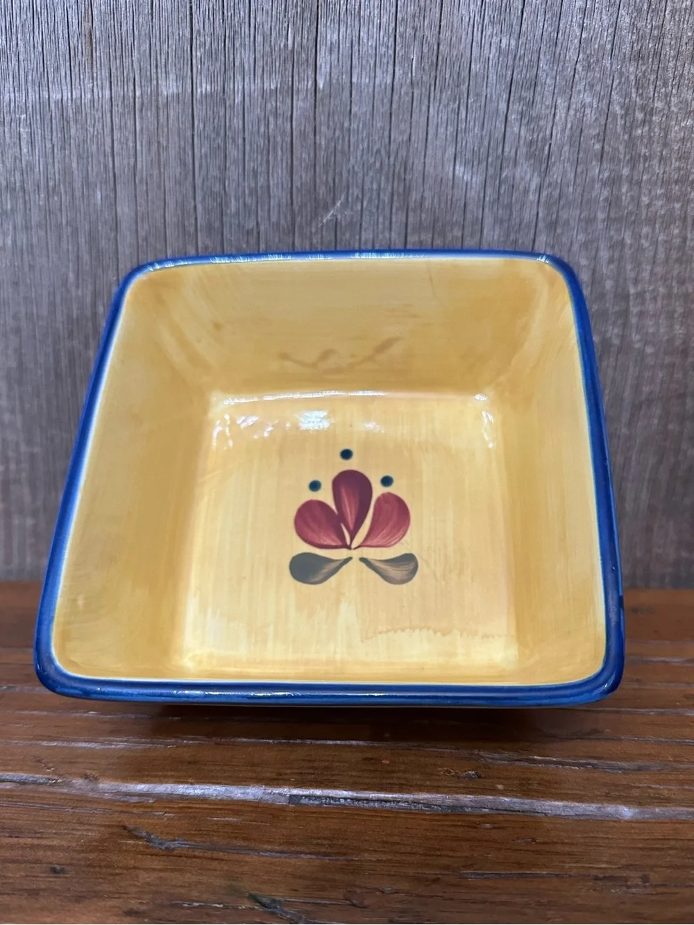 Home & Garden Party Stoneware Collection Yellow Square Dish Floral